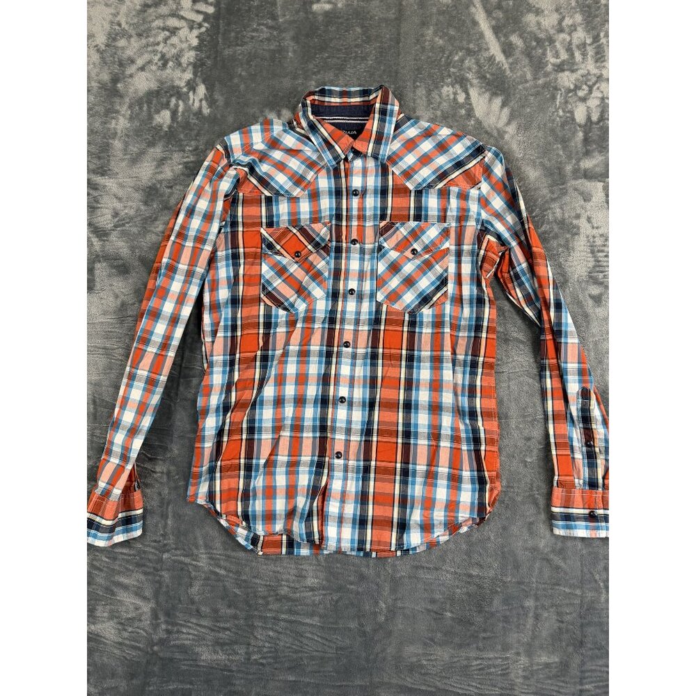 Venzulia Plaid Western Pearl Snap Shirt Mens Size M Long Sleeve